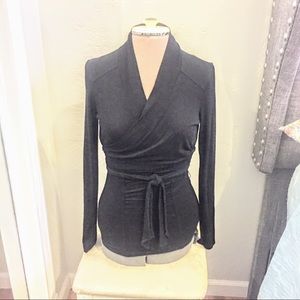 BCBGmaxazria Y2K Black long-sleeve wrap top